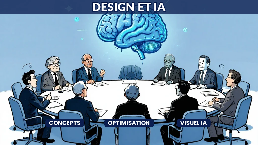 Designer professionnel utilisant lintelligence artificielle pour générer et optimiser des concepts visuels sur tablette graphique