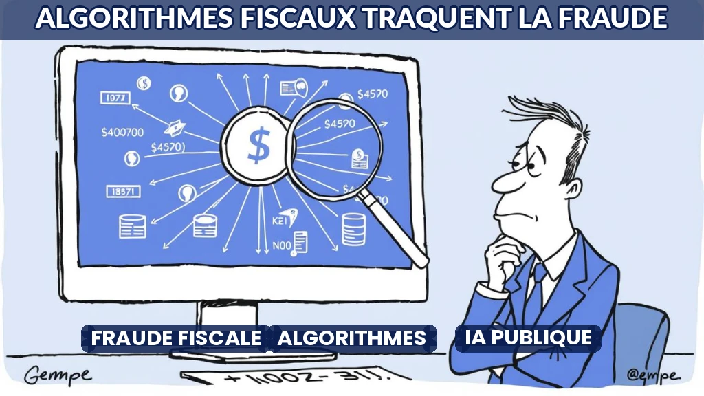 Illustration d'un algorithme analysant des données fiscales sous forme de graphiques et réseaux.