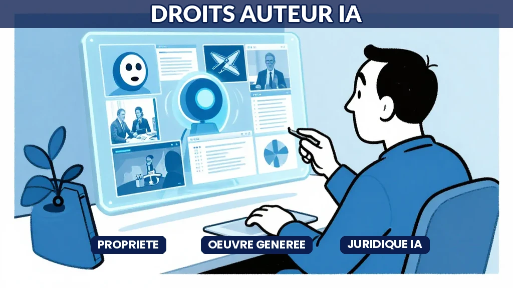 Balance de justice symbolisant le débat juridique sur la propriété intellectuelle des oeuvres générées par intelligence artificielle