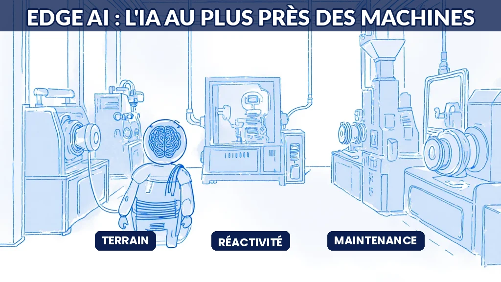 Illustration d'une IA déployée au plus près des machines industrielles