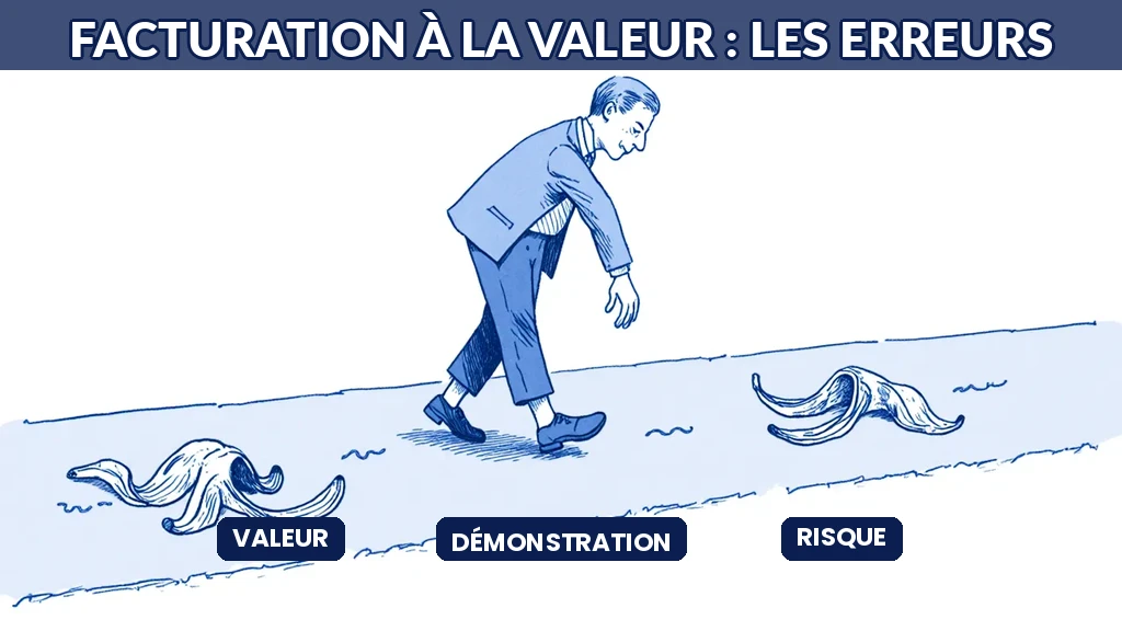Illustration d'un consultant en IA évitant les erreurs de la facturation à la valeur