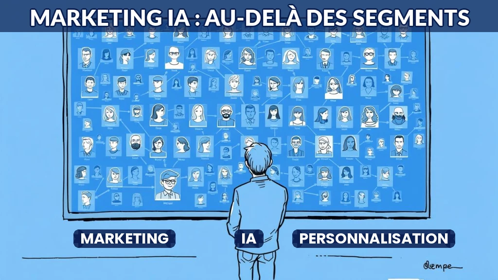 Illustration d'un réseau de données personnalisées reliant des profils clients variés.