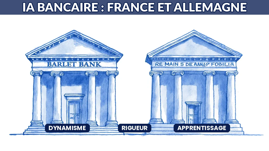 Illustration d'un comparatif de la maturité IA entre banques françaises et allemandes