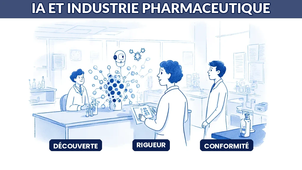 Illustration de l'usage de l'IA par les leaders pharmaceutiques européens