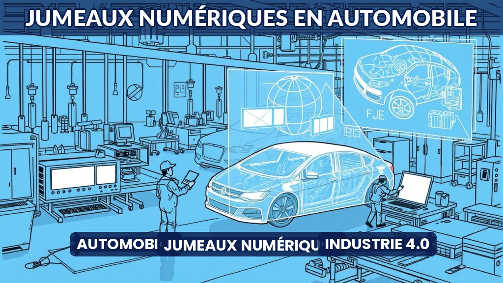 Usine automobile utilisant un jumeau numérique pour simuler la production.