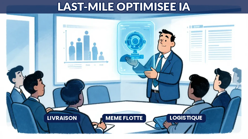 Carte interactive de routage last-mile montrant des tournées optimisées par intelligence artificielle avec indicateurs de performance flotte