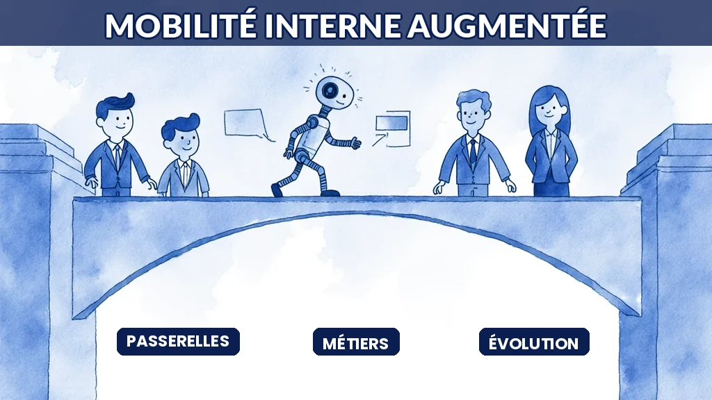 Illustration d'une intelligence artificielle révélant des passerelles inattendues entre différents métiers au sein d'une entreprise