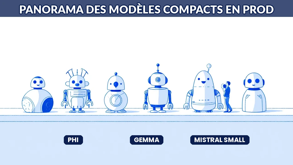Illustration d'un panorama de modèles d'IA compacts pour un usage en production