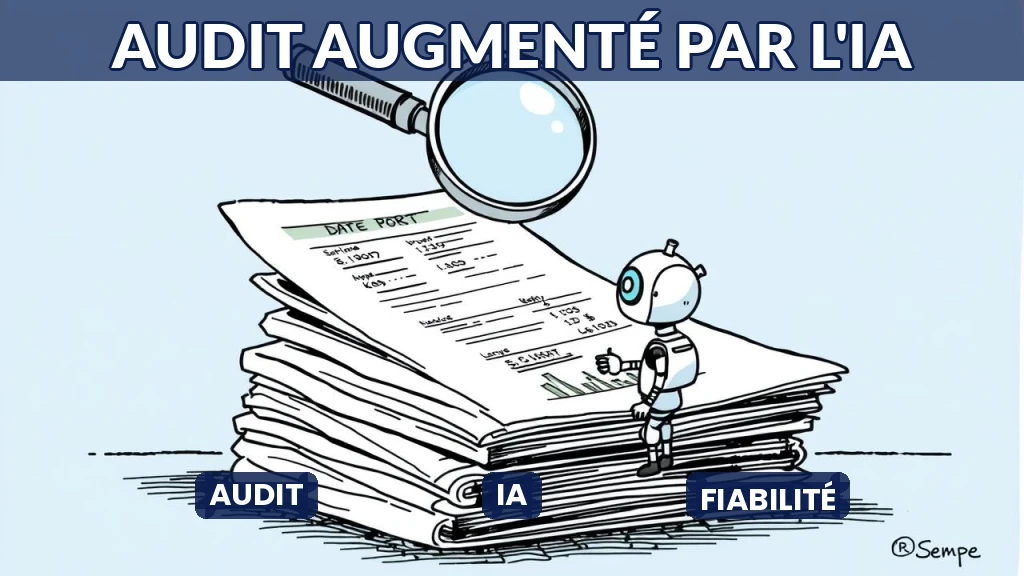 Illustration d'un rapport d'audit analysé par une intelligence artificielle.
