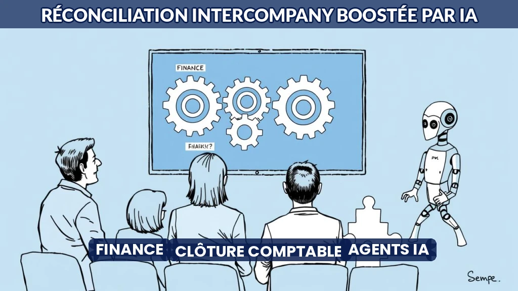 Illustration d'un processus de réconciliation intercompany simplifié par l'intelligence artificielle.