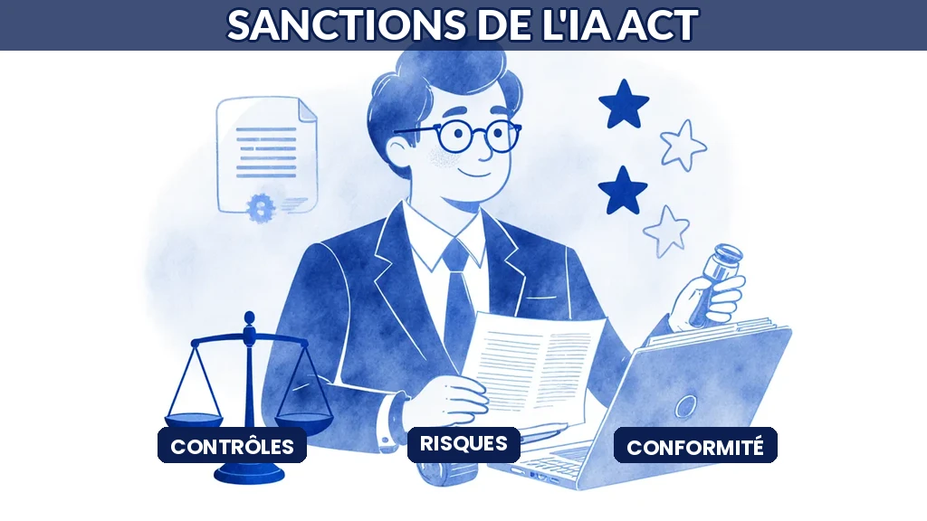 Illustration d'autorités de contrôle veillant à l'application du cadre européen de l'intelligence artificielle face aux entreprises