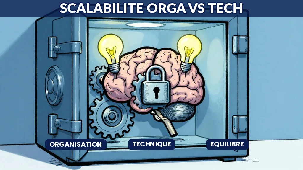 Schéma comparatif entre scalabilité technique et scalabilité organisationnelle montrant les interdépendances dans un programme IA entreprise
