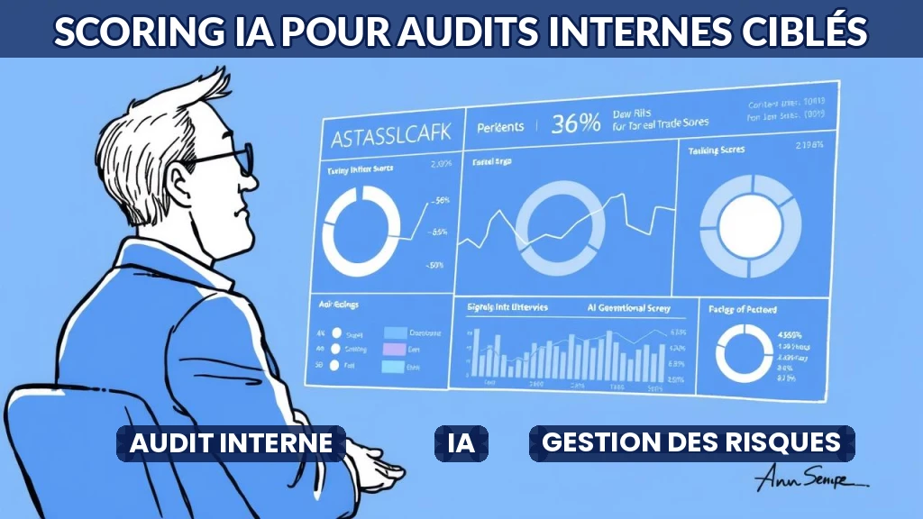 Illustration d'un tableau de bord numérique évaluant des risques d'audit.