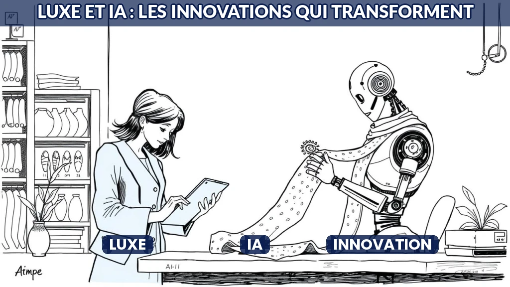 Illustration d'un atelier de luxe utilisant l'intelligence artificielle pour la création.