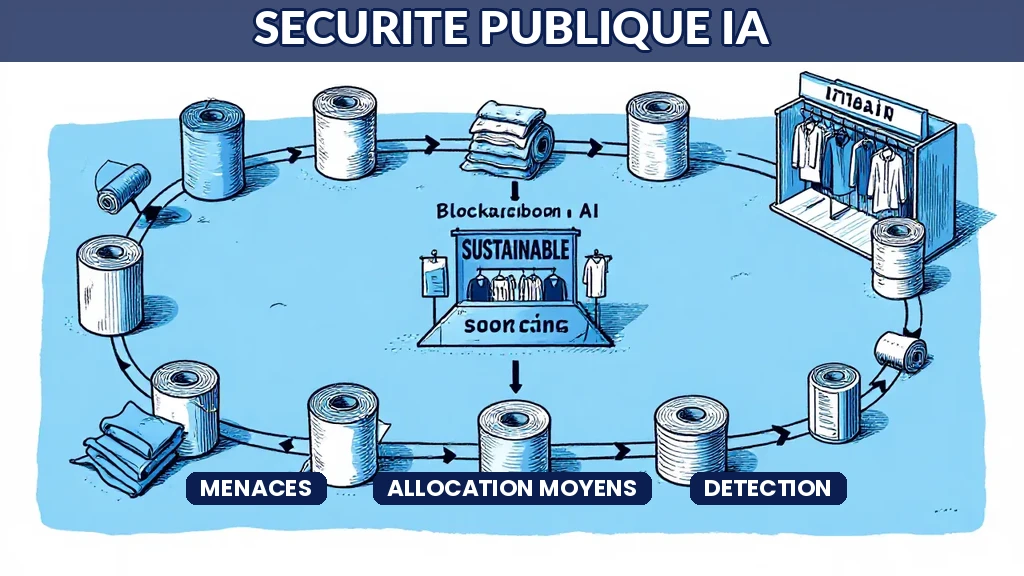 Centre de commandement de sécurité publique affichant la détection de menaces et lallocation des moyens par intelligence artificielle