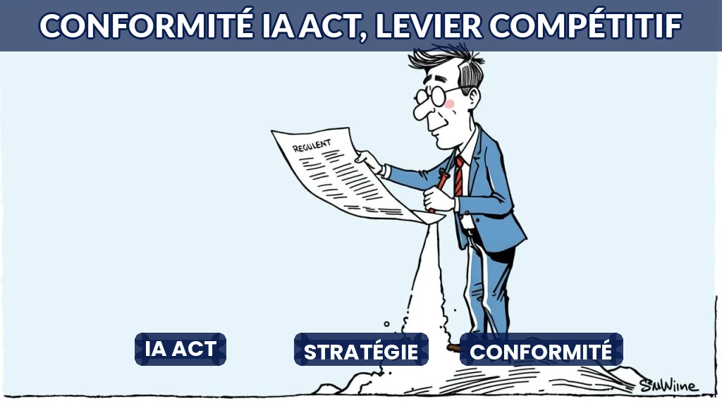 Illustration d'un dirigeant transformant un cadre réglementaire en opportunité business.