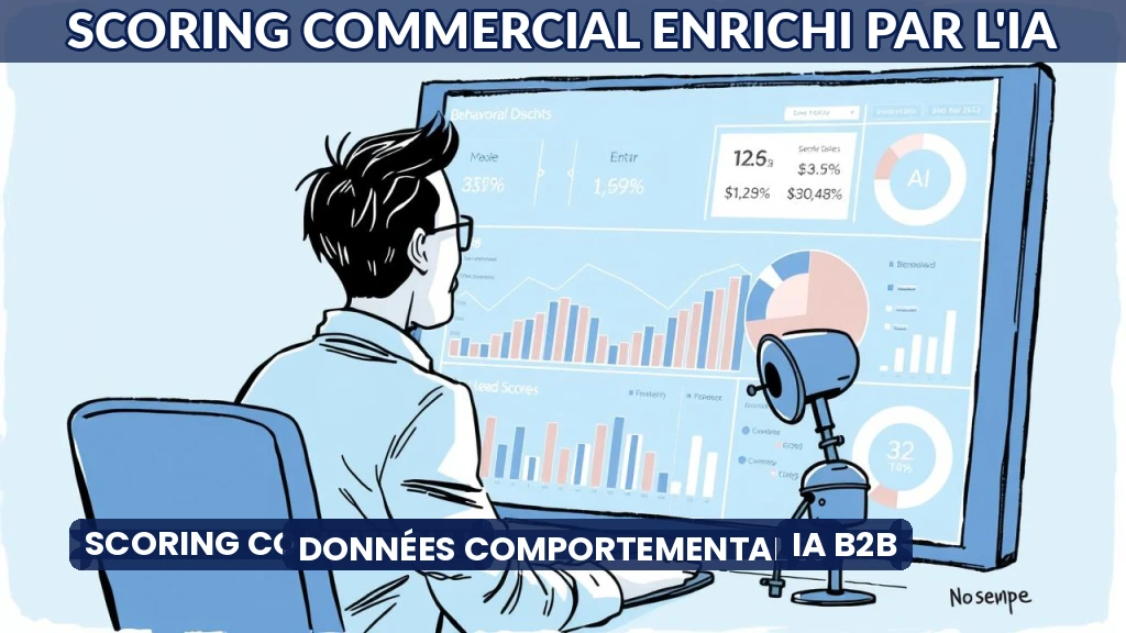 Illustration d'un tableau de bord de scoring commercial avec données comportementales.