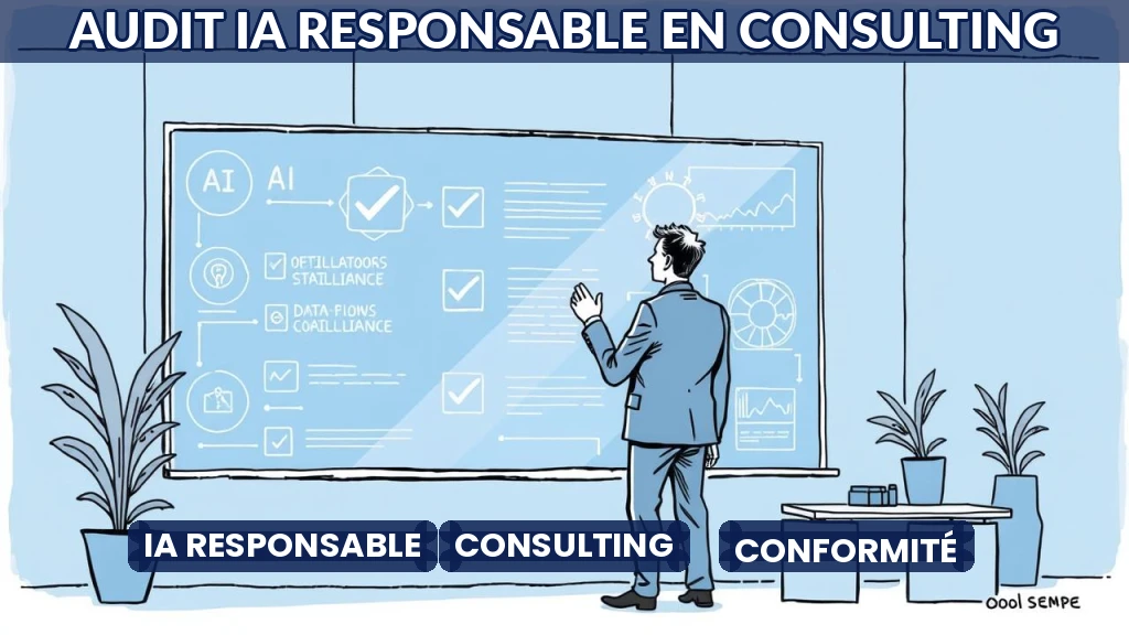 Consultant analysant des données d'IA sur un écran transparent