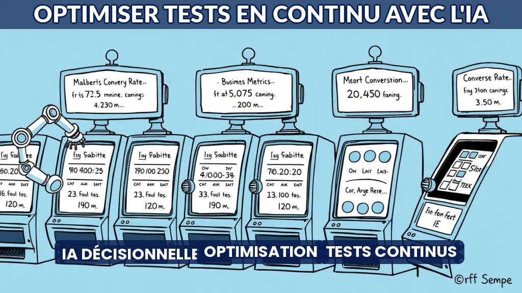 Illustration de machines à sous symbolisant l'optimisation des tests par l'IA.
