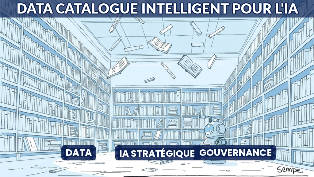Illustration d'un catalogue de données intelligent organisé pour l'IA.