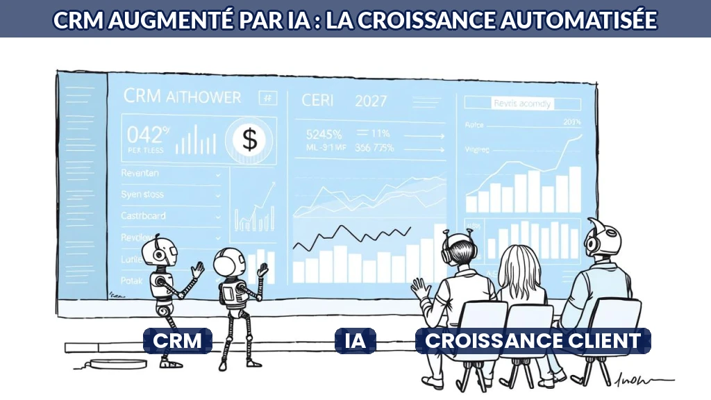 Illustration d'un CRM moderne boosté par l'intelligence artificielle.