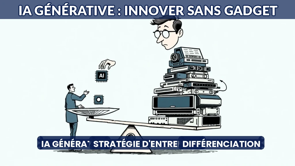 Illustration d'une balance entre innovation IA et utilité concrète pour les entreprises