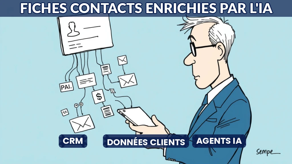 Illustration d'une fiche contact enrichie par des données IA