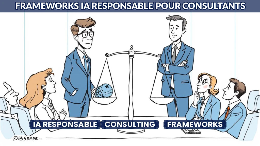 Illustration de frameworks d'IA responsable pour consultants.