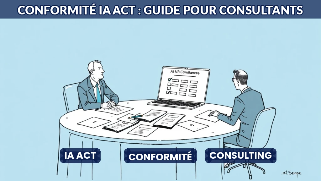 Consultant analysant un document de conformité IA Act avec un client