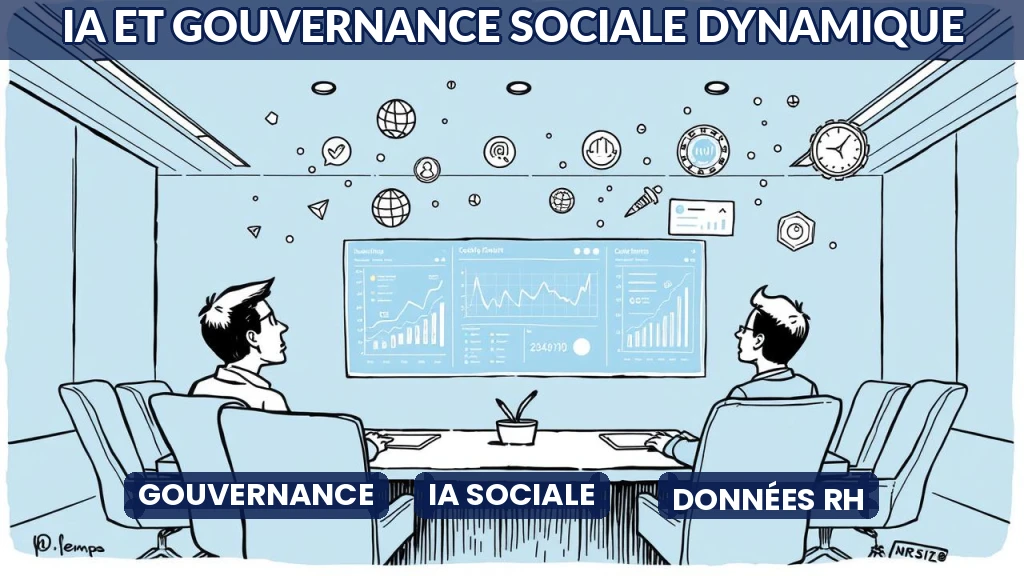 Illustration d'un tableau de bord social enrichi par des flux de données en temps réel.