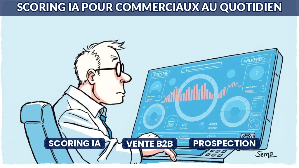 Illustration d'un tableau de bord de scoring IA pour commerciaux