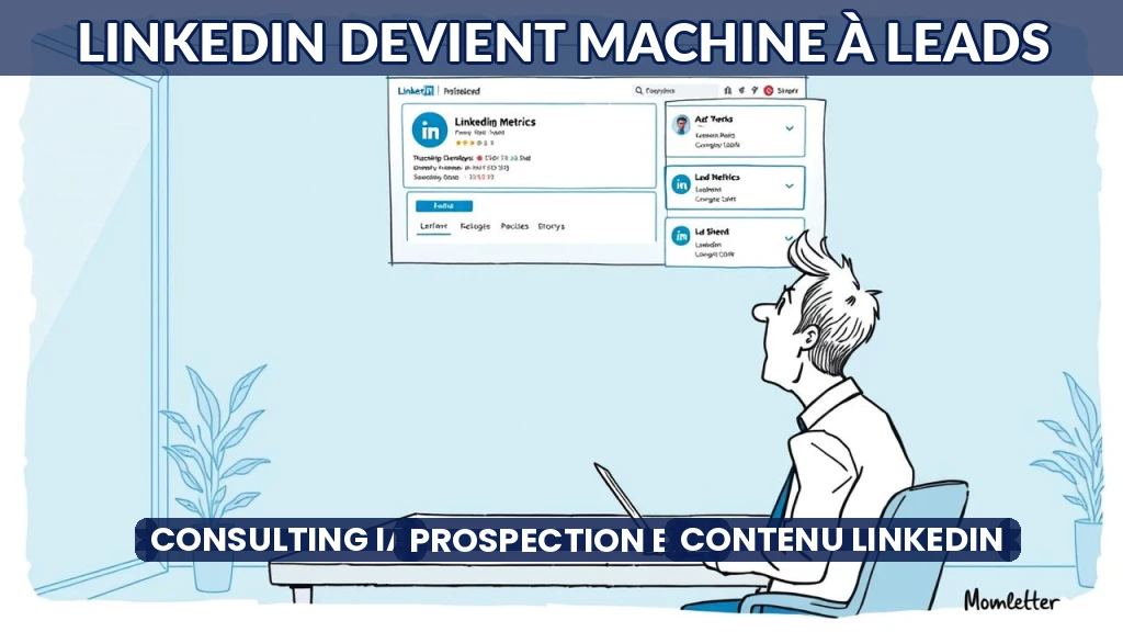 Consultant analysant des données LinkedIn sur un écran holographique.