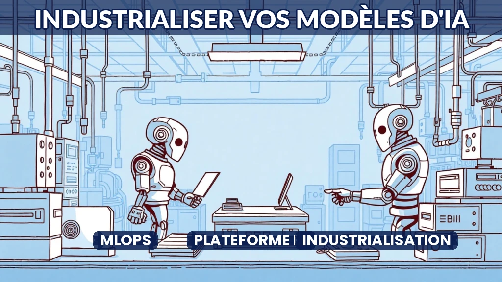 Illustration d'une chaîne de production automatisée pour modèles d'IA.