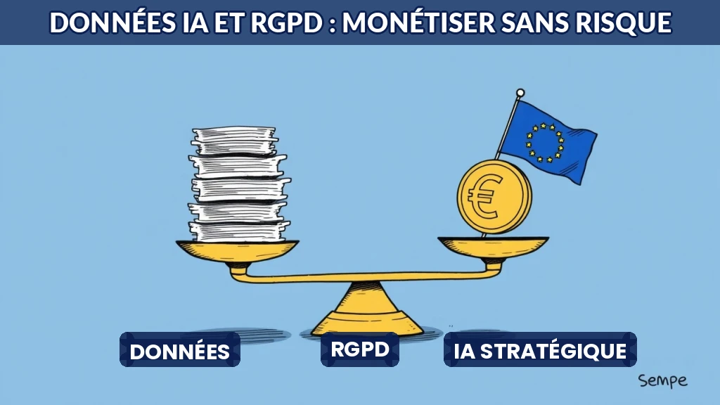 Illustration d'un équilibre entre données et réglementation européenne.