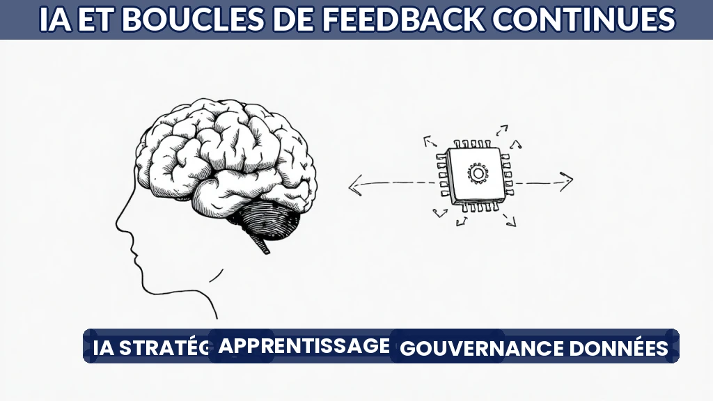 Illustration d'une boucle de feedback entre humains et intelligence artificielle.