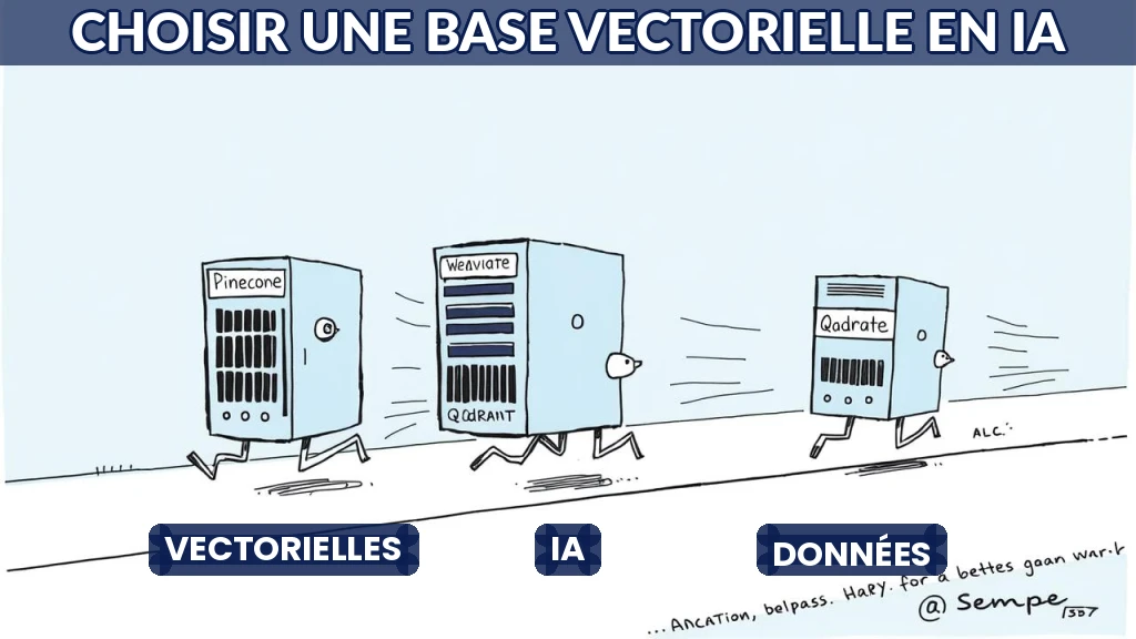 Illustration de trois bases de données vectorielles en compétition.