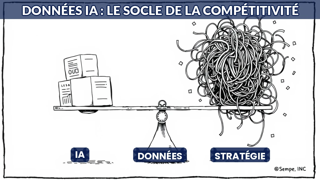 Illustration d'une balance pesant des données propres contre des données désorganisées.