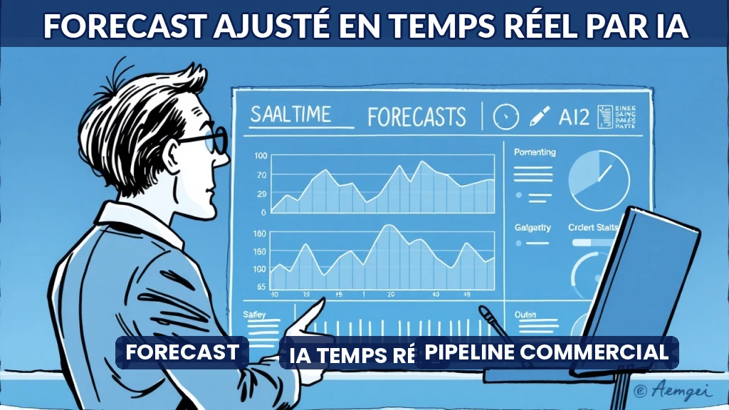 Illustration d'un tableau de bord dynamique ajustant des prévisions en temps réel.