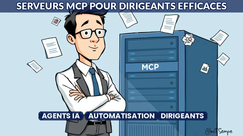 Illustration d'un serveur MCP moderne facilitant le travail d'un dirigeant