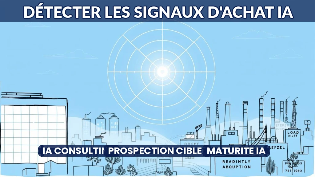 Illustration d'un radar détectant des signaux d'achat dans un paysage d'entreprises.