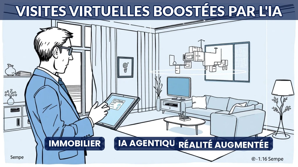 Illustration d'une visite virtuelle augmentée par intelligence artificielle.