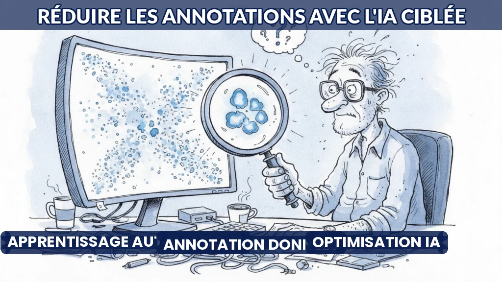 Illustration d'un processus d'annotation ciblée de données pour l'IA.