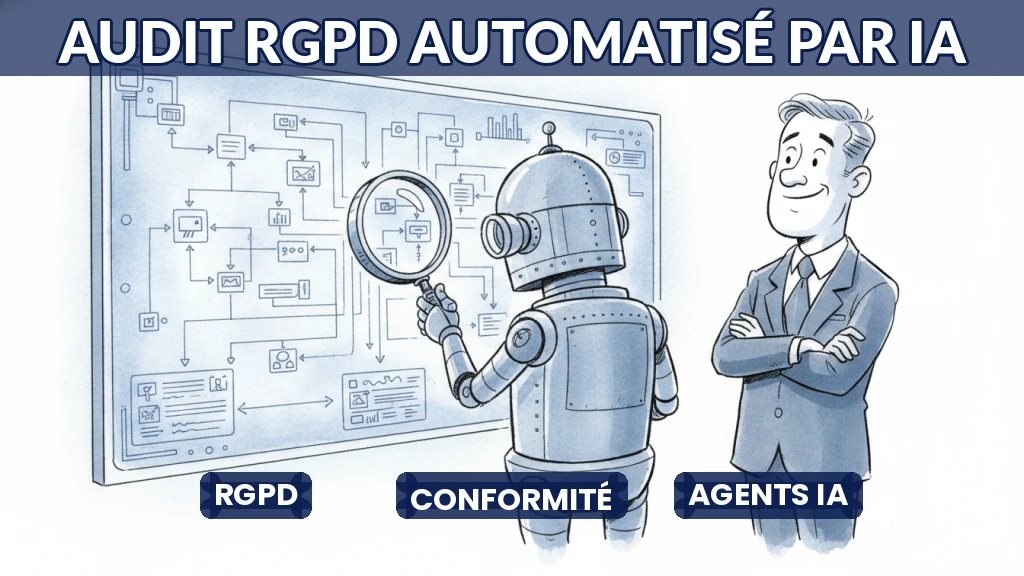 Illustration d'un audit RGPD automatisé par intelligence artificielle.