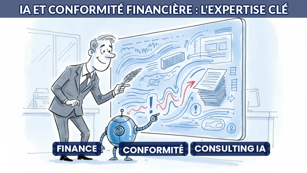 Consultant analysant des données financières avec des outils d'IA.