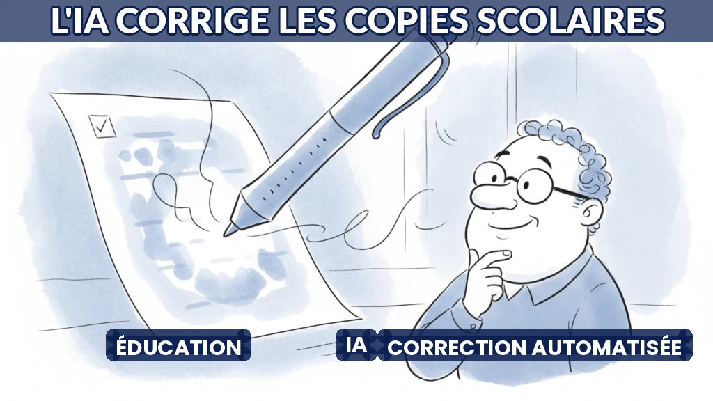 Illustration d'un stylo numérique corrigeant une copie virtuelle.