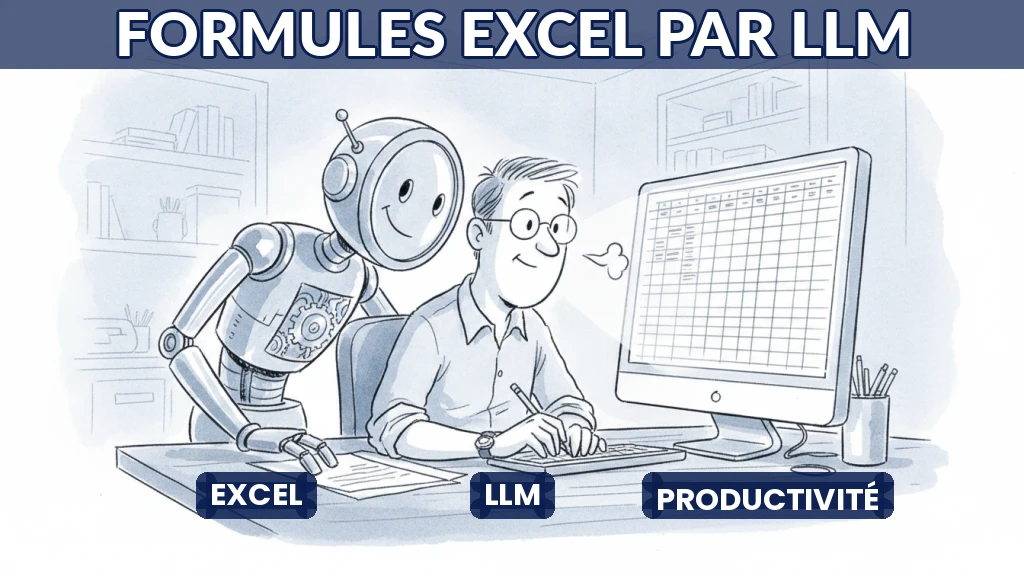 Illustration d'un tableur Excel avec des formules générées par intelligence artificielle.
