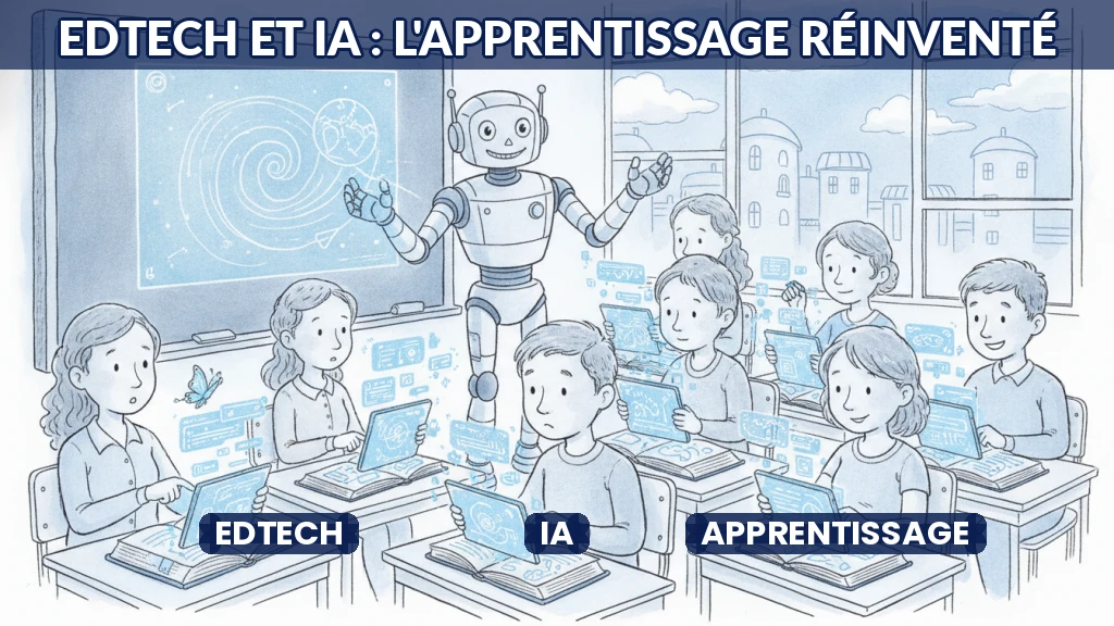 Illustration de startups EdTech utilisant l'IA pour personnaliser l'apprentissage.