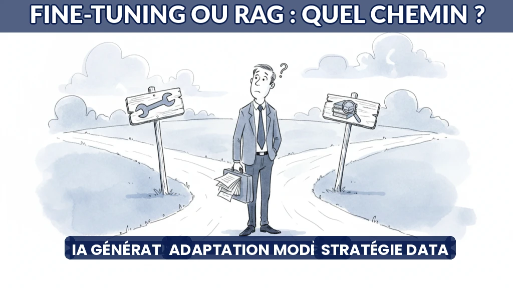 Illustration de deux chemins divergents pour adapter un modèle d'IA.