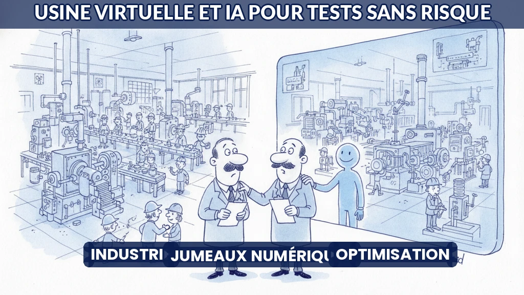 Illustration d'une usine virtuelle connectée à son double numérique