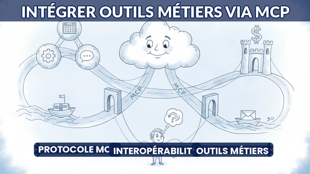 Illustration d'un réseau d'outils métiers connectés par un protocole ouvert.